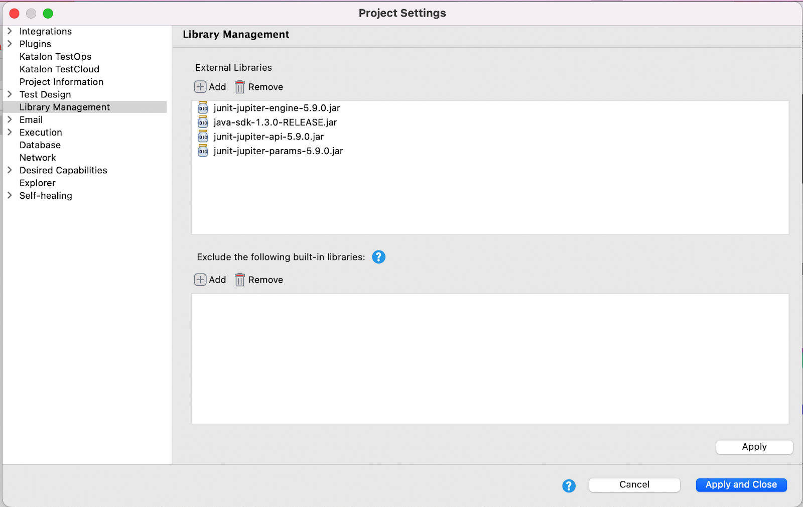 import .jar files in Katalon Studio project settings