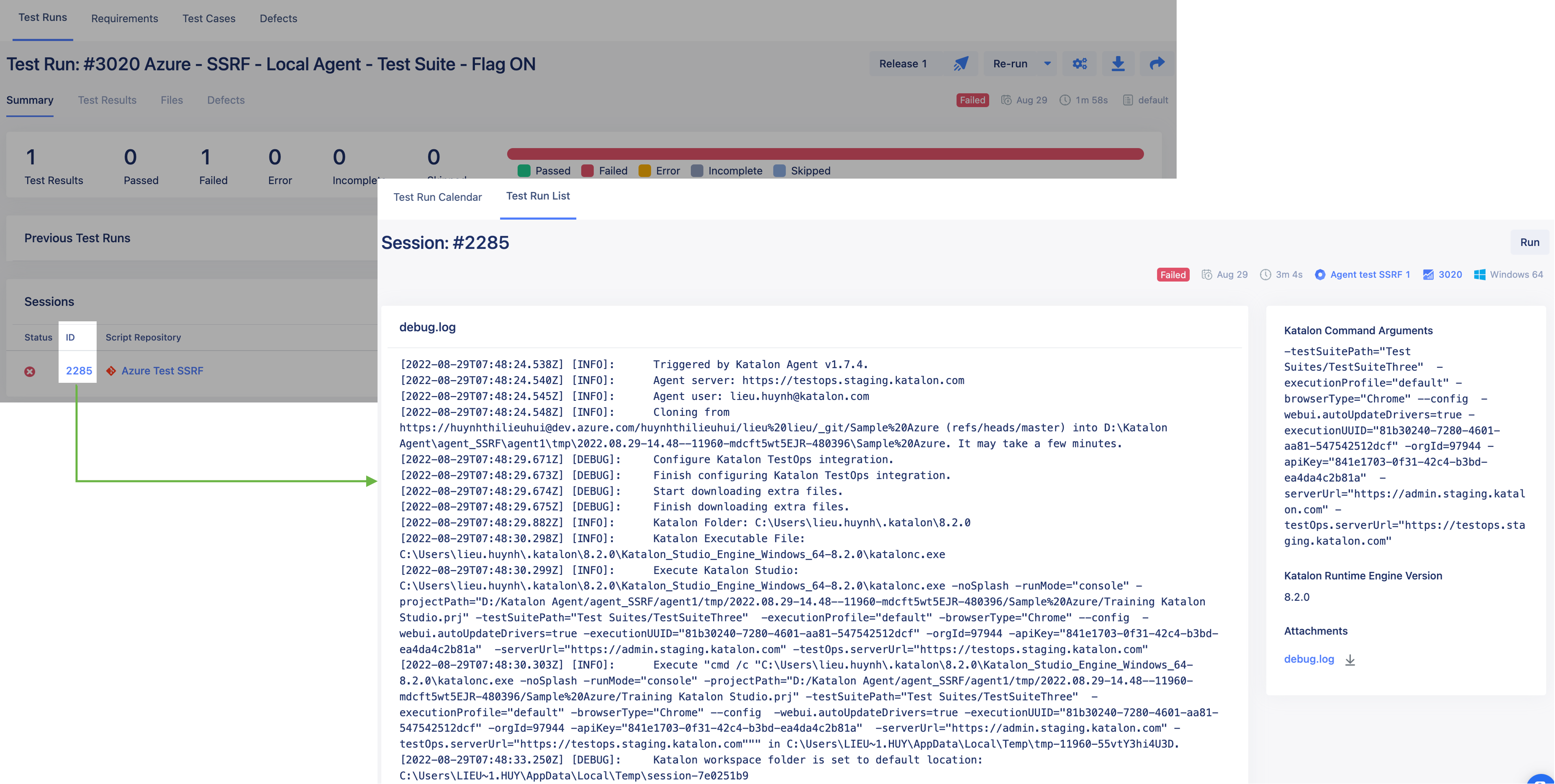 View session logs