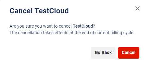 TestCloud cancellation dialog