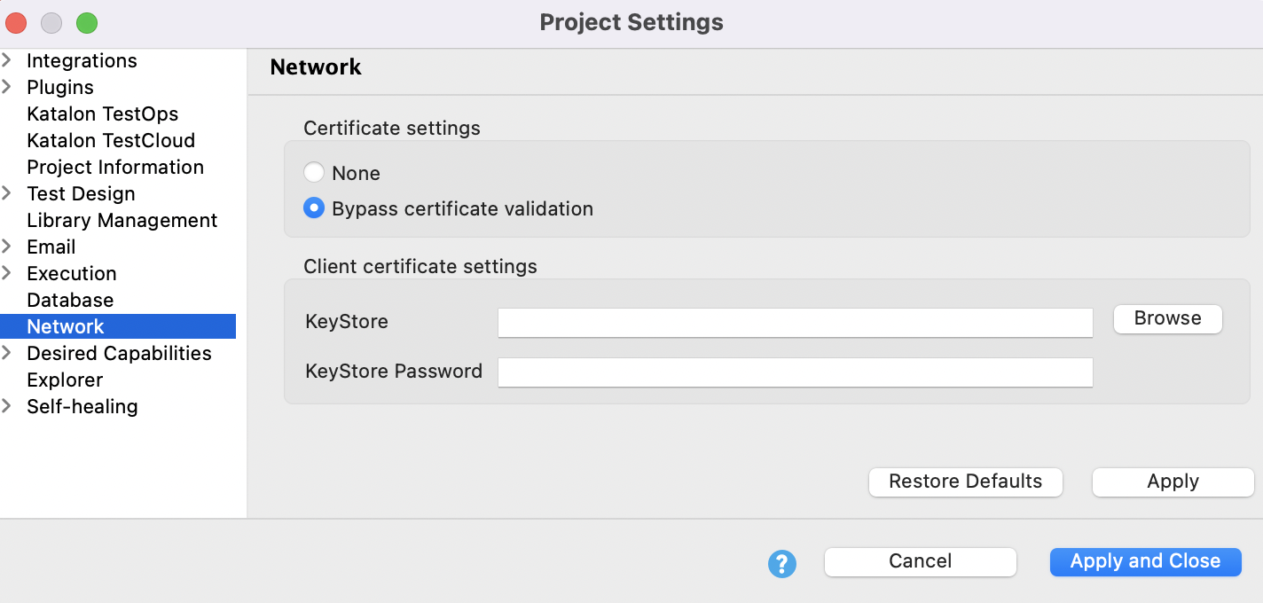 network settings