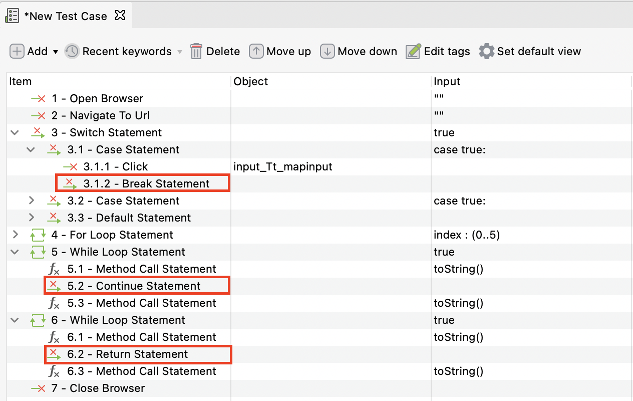 branching statement in manual view