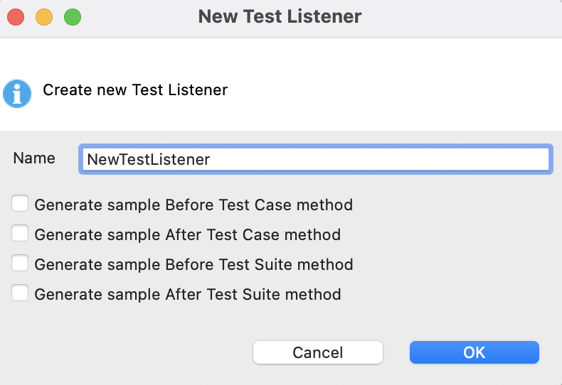 New test listeners dialog