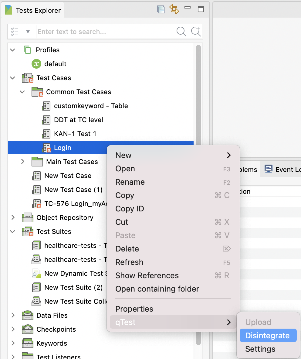 Disintegrate test cases from qTest