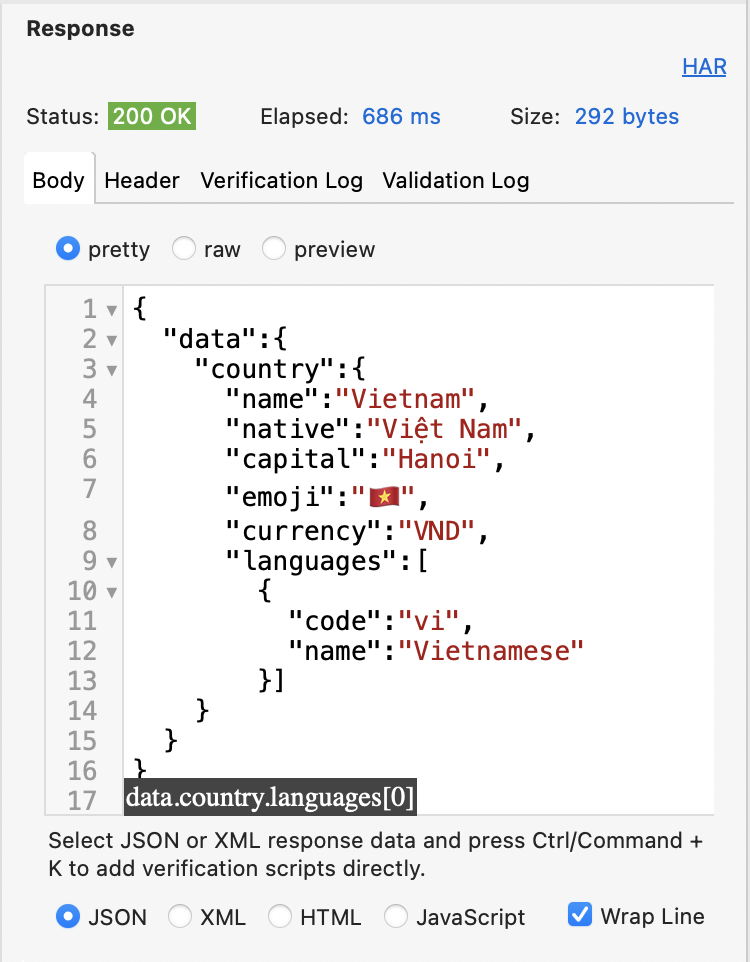 GraphQL response