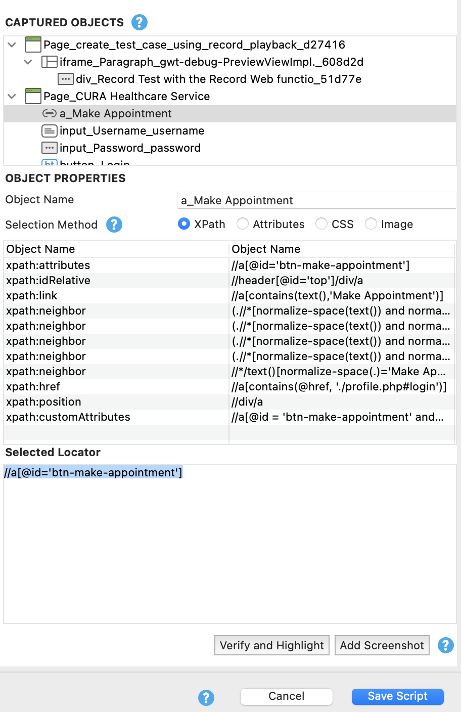 Pick the selection method you want to use for your captured objects.