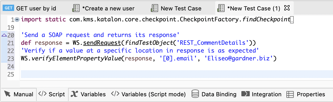 add web service in a test script