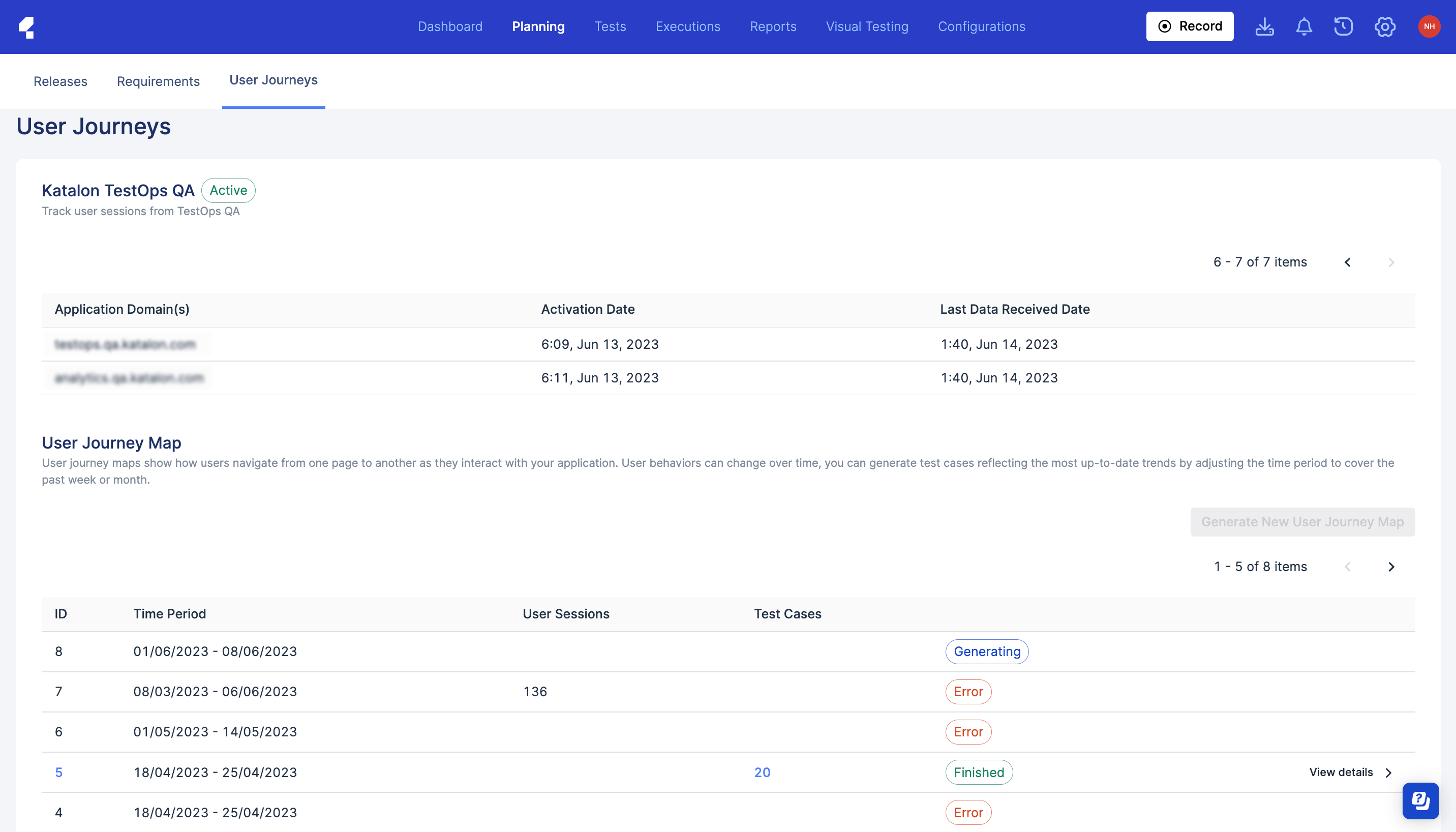 ATG generated user journeys