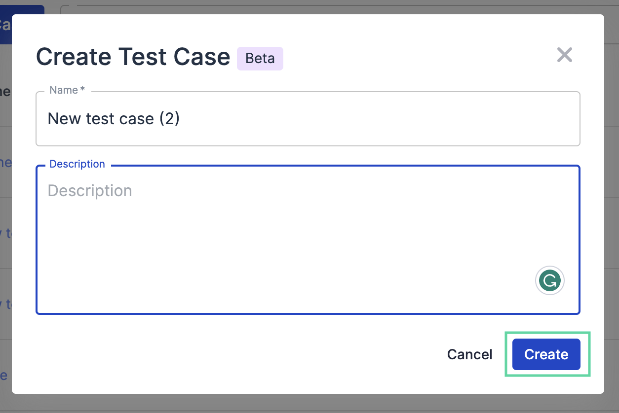 Create a new test case.