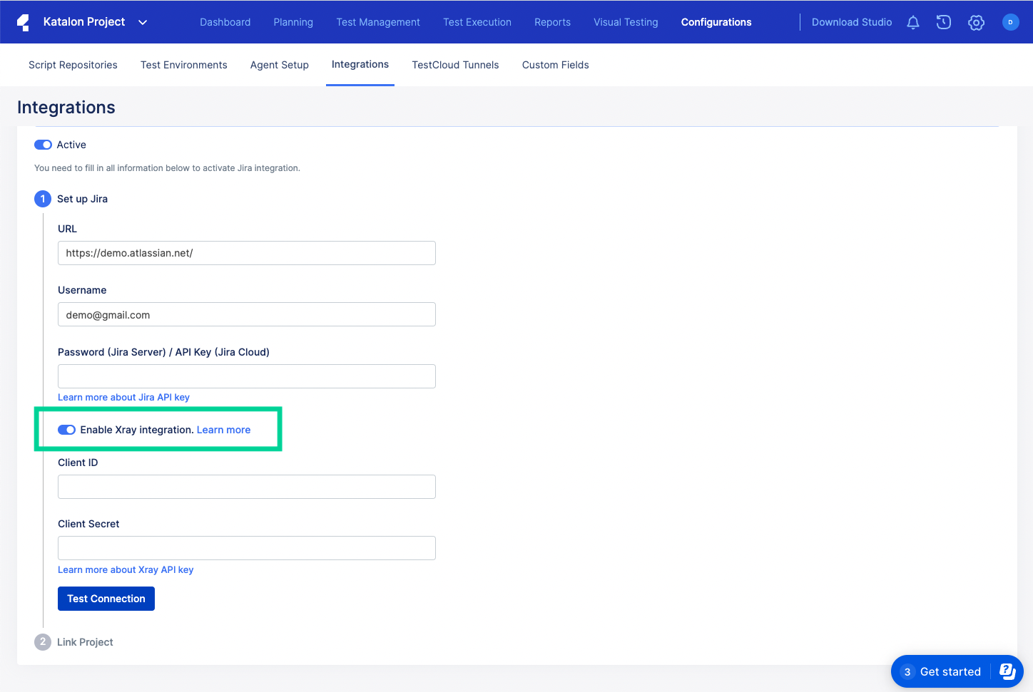 toggle on Xray integration