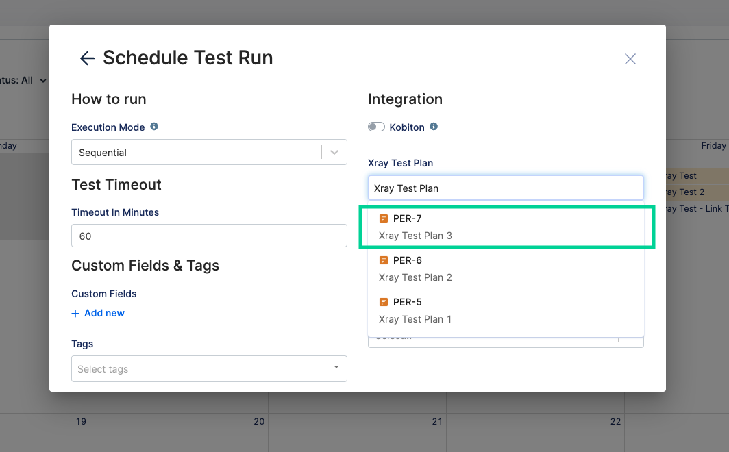 select Xray Test Plan